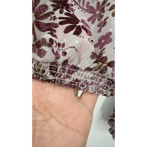 Free People Womens Purple Mock Neck Floral Juliet Long Sleeve Blouse Size XS/P - Picture 2 of 8